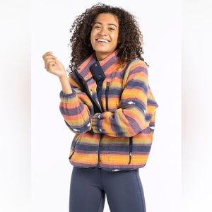 LIV Outdoor Dusk Snap Front Fleece Jacket in Sunset Aztec